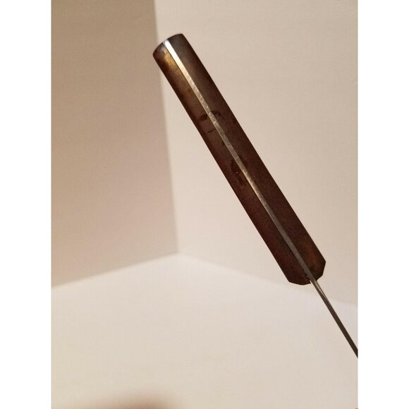 Vintage Pyramid Stainless Steel 11 3/4" Meat Fork Red Brown Handle - Picture 7 of 7